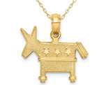Democratic Donkey Mascot Charm Pendant Necklace in 14K Yellow Gold with Chain
